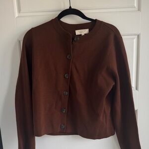 Sezane Brown Button-Up Women's Sweater